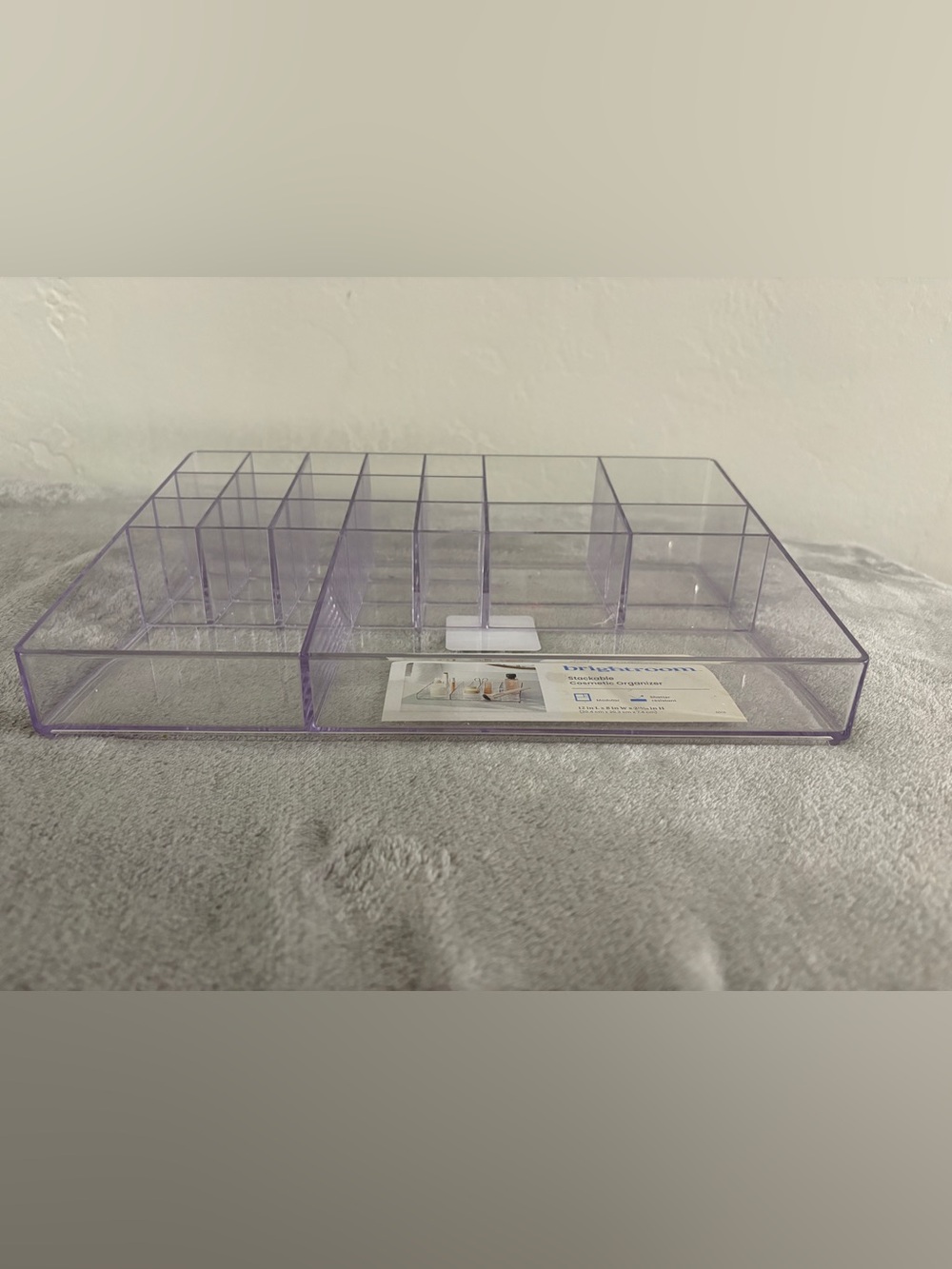 Clear Lavender Acrylic Makeup Organizer - Multi-Compartment Storage